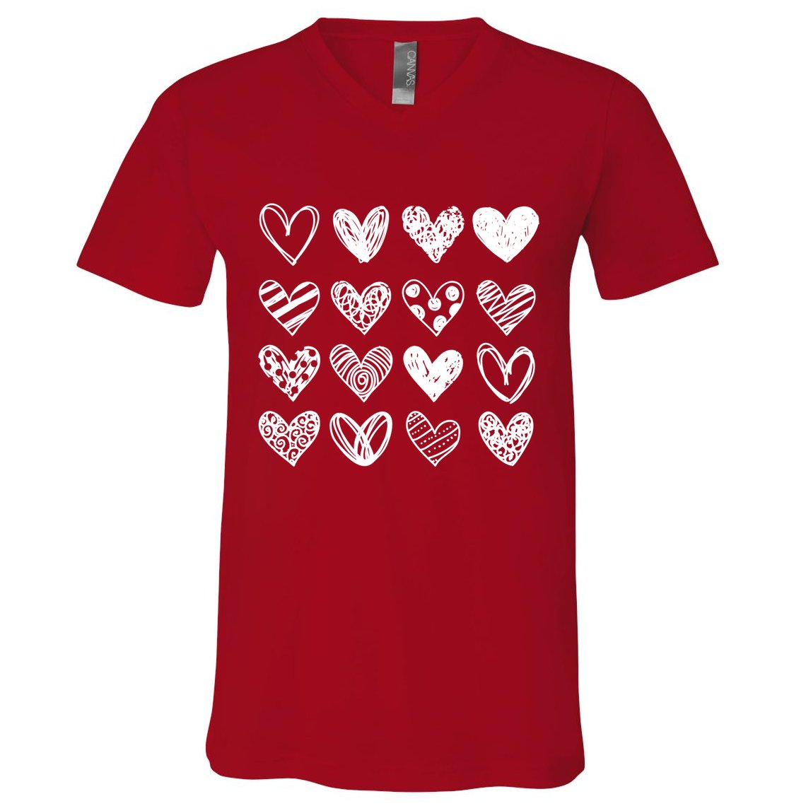 Valentines Day Pattern Hearts V-Neck T-Shirt
