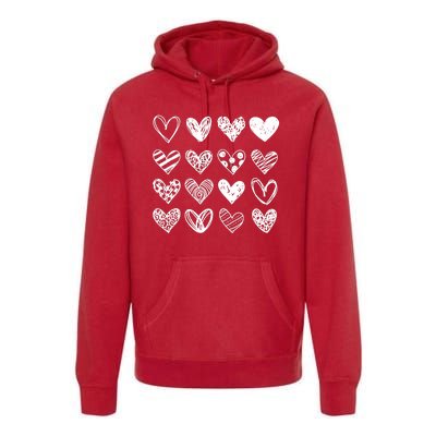 Valentines Day Pattern Hearts Premium Hoodie