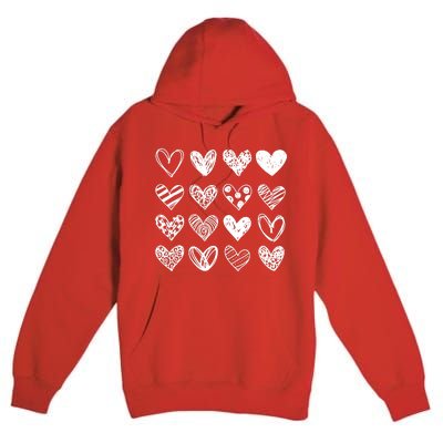 Valentines Day Pattern Hearts Premium Pullover Hoodie