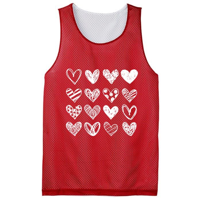 Valentines Day Pattern Hearts Mesh Reversible Basketball Jersey Tank