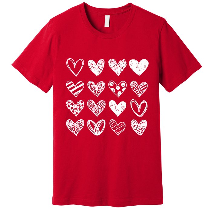 Valentines Day Pattern Hearts Premium T-Shirt