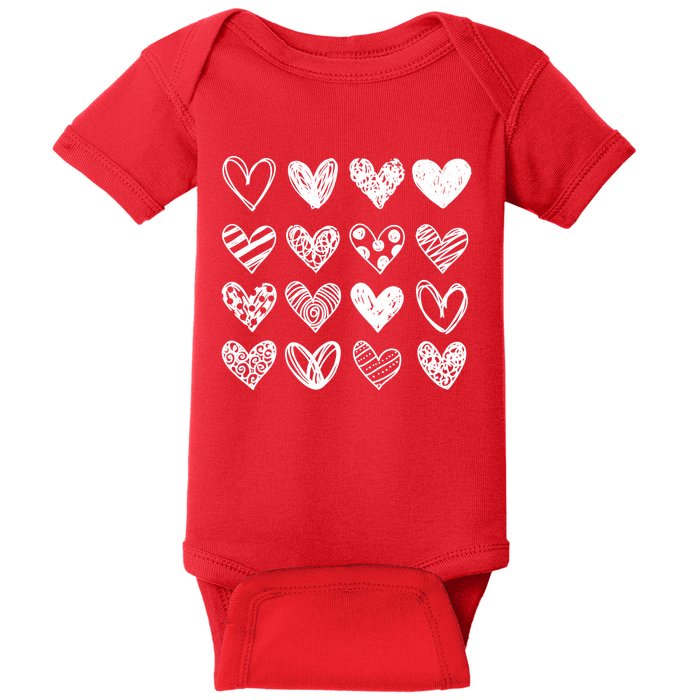 Valentines Day Pattern Hearts Baby Bodysuit