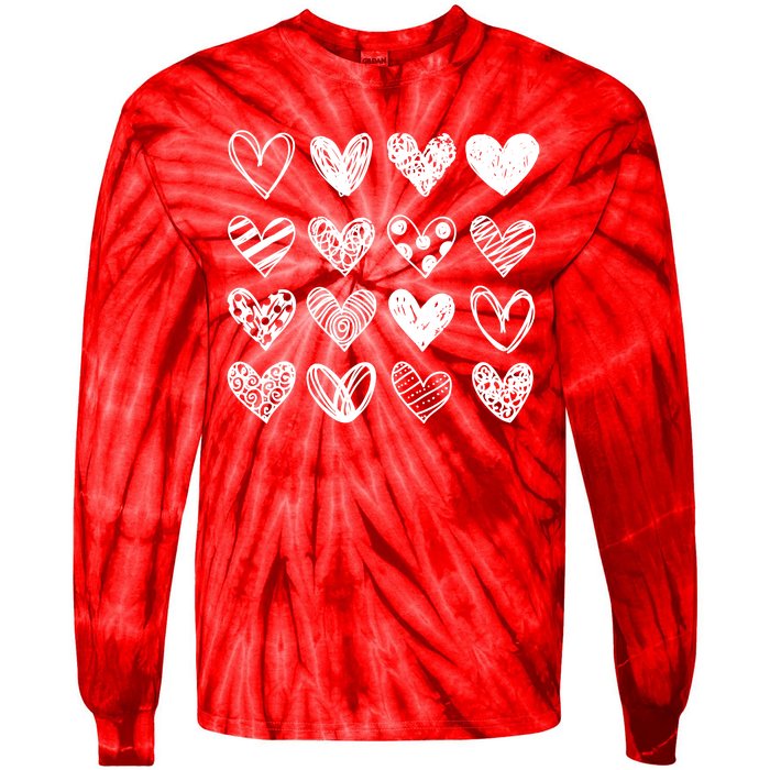 Valentines Day Pattern Hearts Tie-Dye Long Sleeve Shirt