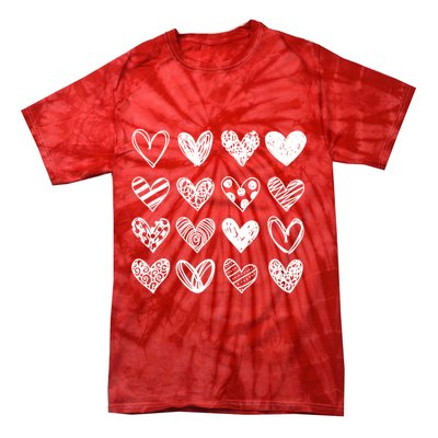Valentines Day Pattern Hearts Tie-Dye T-Shirt