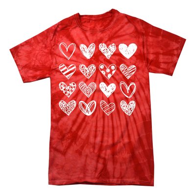 Valentines Day Pattern Hearts Tie-Dye T-Shirt