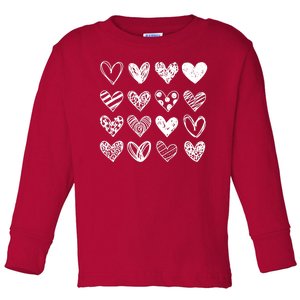 Valentines Day Pattern Hearts Toddler Long Sleeve Shirt