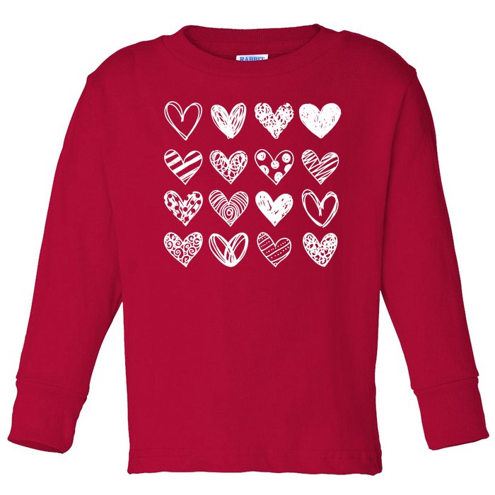 Valentines Day Pattern Hearts Toddler Long Sleeve Shirt