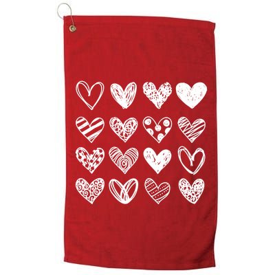Valentines Day Pattern Hearts Golf Towel