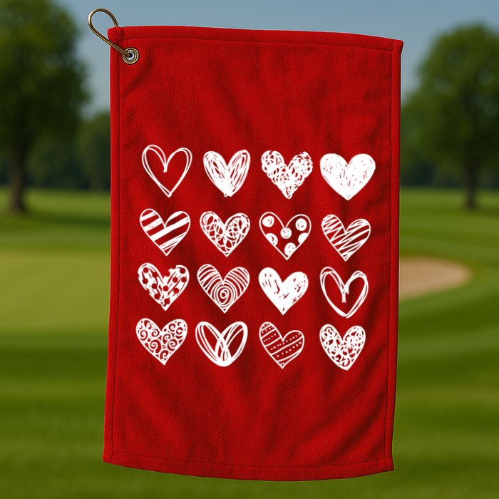 Valentines Day Pattern Hearts Golf Towel