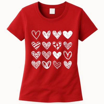 Valentines Day Pattern Hearts Womens T-Shirt