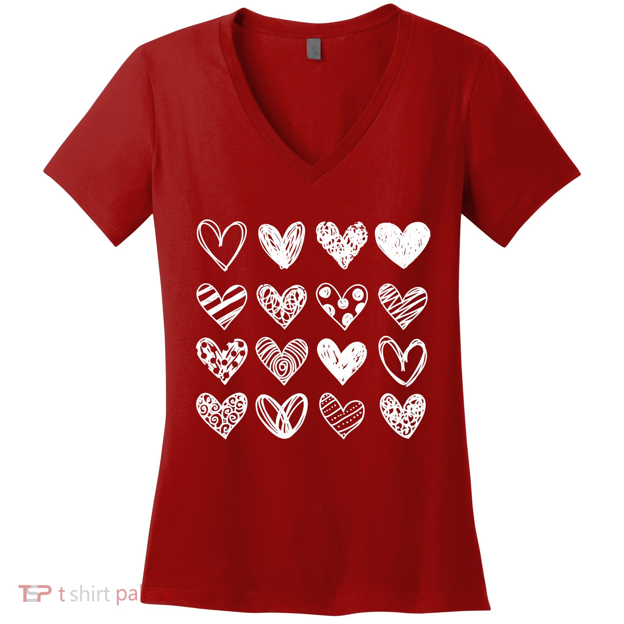 Valentines Day Pattern Hearts Women's V-Neck T-Shirt