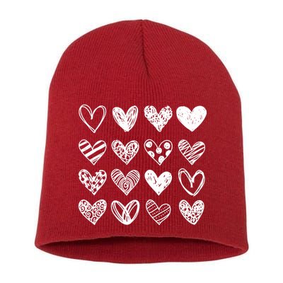 Valentines Day Pattern Hearts Short Acrylic Beanie