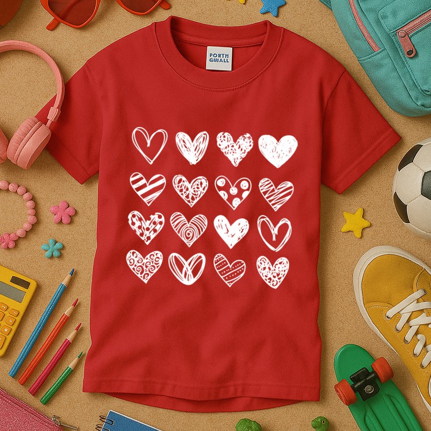 Valentines Day Pattern Hearts Kids T-Shirt