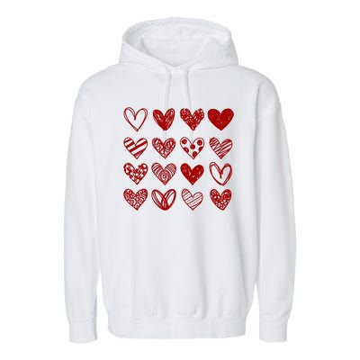 Valentines Day Pattern Hearts Garment-Dyed Fleece Hoodie