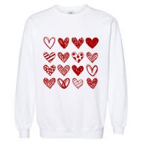 Valentines Day Pattern Hearts Garment-Dyed Sweatshirt