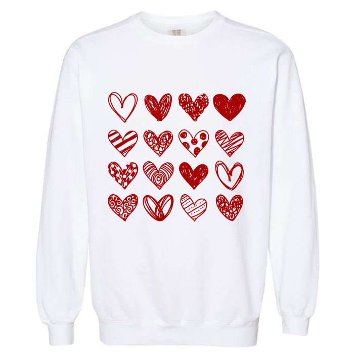 Valentines Day Pattern Hearts Garment-Dyed Sweatshirt