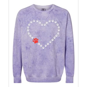 Valentines Day Paw Print Heart Dog Cat Owner Colorblast Crewneck Sweatshirt