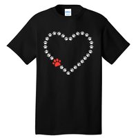 Valentines Day Paw Print Heart Dog Cat Owner Tall T-Shirt