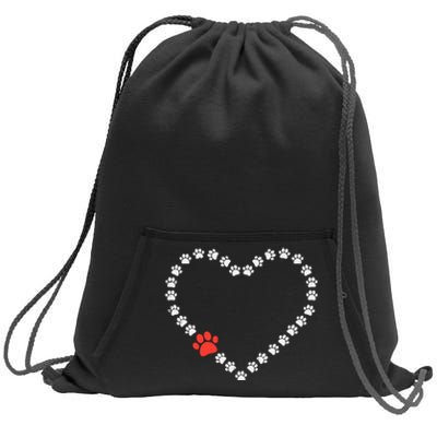 Valentines Day Paw Print Heart Dog Cat Owner Sweatshirt Cinch Pack Bag