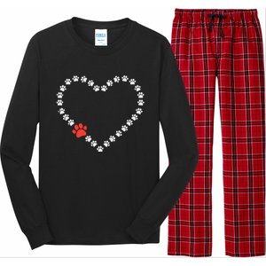 Valentines Day Paw Print Heart Dog Cat Owner Long Sleeve Pajama Set