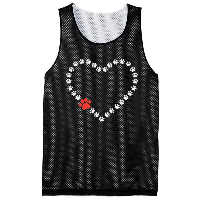 Valentines Day Paw Print Heart Dog Cat Owner Mesh Reversible Basketball Jersey Tank