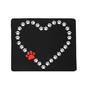 Valentines Day Paw Print Heart Dog Cat Owner Mousepad