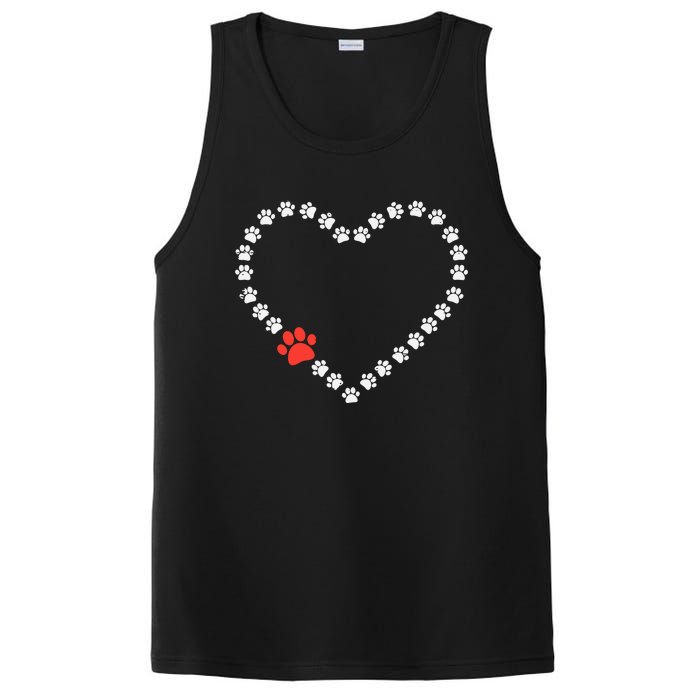 Valentines Day Paw Print Heart Dog Cat Owner PosiCharge Competitor Tank