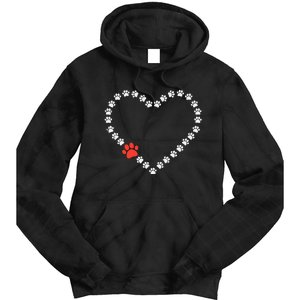 Valentines Day Paw Print Heart Dog Cat Owner Tie Dye Hoodie