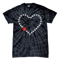 Valentines Day Paw Print Heart Dog Cat Owner Tie-Dye T-Shirt