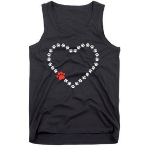 Valentines Day Paw Print Heart Dog Cat Owner Tank Top