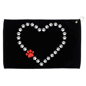 Valentines Day Paw Print Heart Dog Cat Owner Grommeted Golf Towel