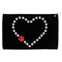 Valentines Day Paw Print Heart Dog Cat Owner Grommeted Golf Towel