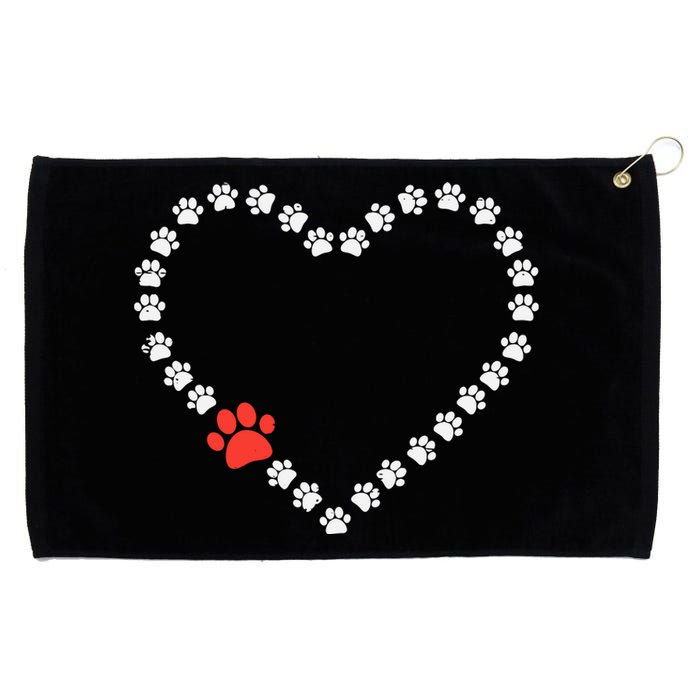 Valentines Day Paw Print Heart Dog Cat Owner Grommeted Golf Towel