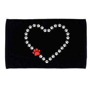 Valentines Day Paw Print Heart Dog Cat Owner Microfiber Hand Towel