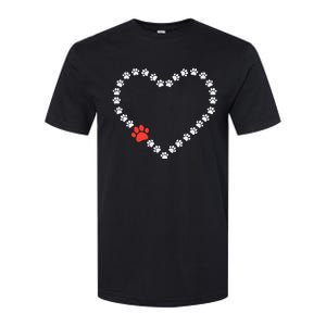 Valentines Day Paw Print Heart Dog Cat Owner Softstyle CVC T-Shirt