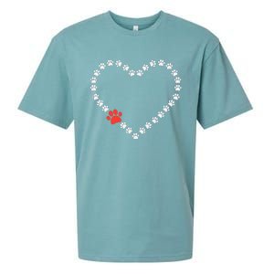 Valentines Day Paw Print Heart Dog Cat Owner Sueded Cloud Jersey T-Shirt