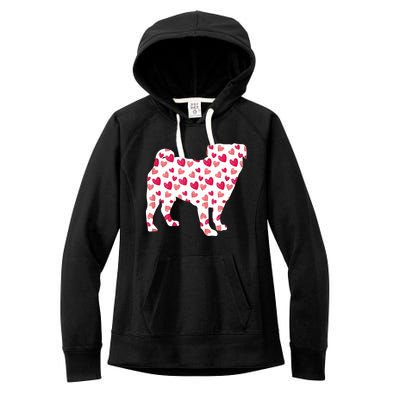 Valentines Day Pug Hearts Puppy Dog Lover Women's Fleece Hoodie