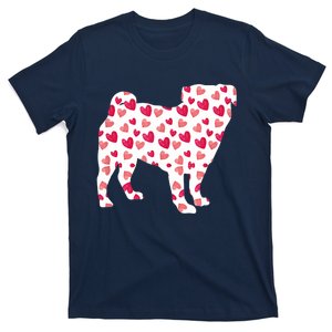 Valentines Day Pug Hearts Puppy Dog Lover T-Shirt