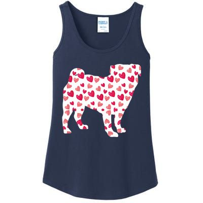 Valentines Day Pug Hearts Puppy Dog Lover Ladies Essential Tank