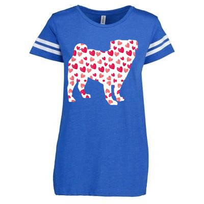 Valentines Day Pug Hearts Puppy Dog Lover Enza Ladies Jersey Football T-Shirt