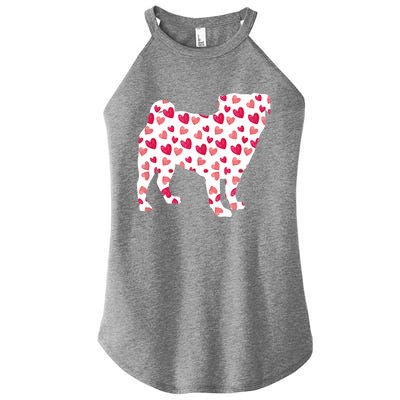 Valentines Day Pug Hearts Puppy Dog Lover Women’s Perfect Tri Rocker Tank