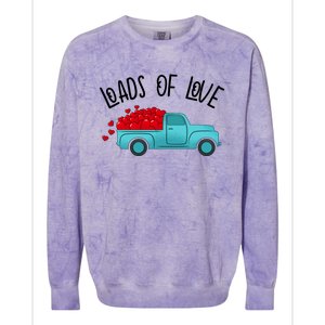 Valentines Day Pickup Dump Truck Loads Of Love Gift Colorblast Crewneck Sweatshirt