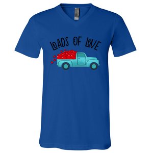 Valentines Day Pickup Dump Truck Loads Of Love Gift V-Neck T-Shirt