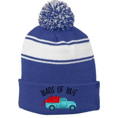 Valentines Day Pickup Dump Truck Loads Of Love Gift Stripe Pom Pom Beanie