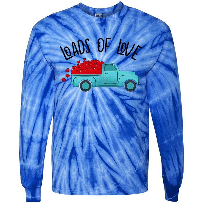 Valentines Day Pickup Dump Truck Loads Of Love Gift Tie-Dye Long Sleeve Shirt