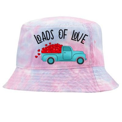 Valentines Day Pickup Dump Truck Loads Of Love Gift Tie-Dyed Bucket Hat