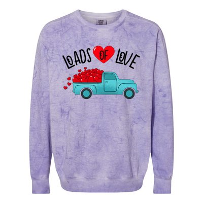 Valentines Day Pickup Truck Loads Of Love Gift Colorblast Crewneck Sweatshirt