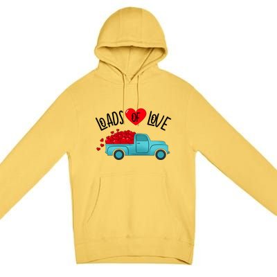 Valentines Day Pickup Truck Loads Of Love Gift Premium Pullover Hoodie