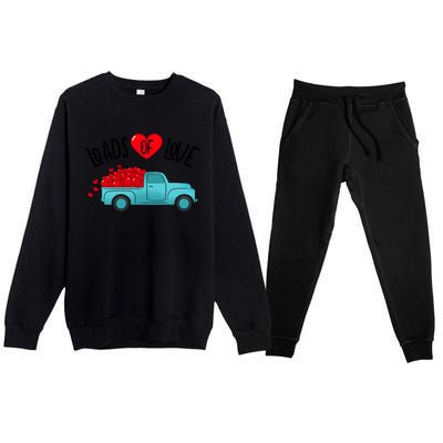 Valentines Day Pickup Truck Loads Of Love Gift Premium Crewneck Sweatsuit Set