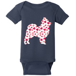 Valentines Day Pomeranian Hearts Puppy Dog Lover Baby Bodysuit